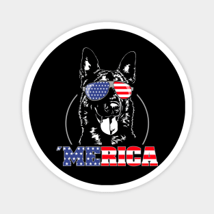 Proud Patriotic Belgian Malinois American Flag Merica Magnet